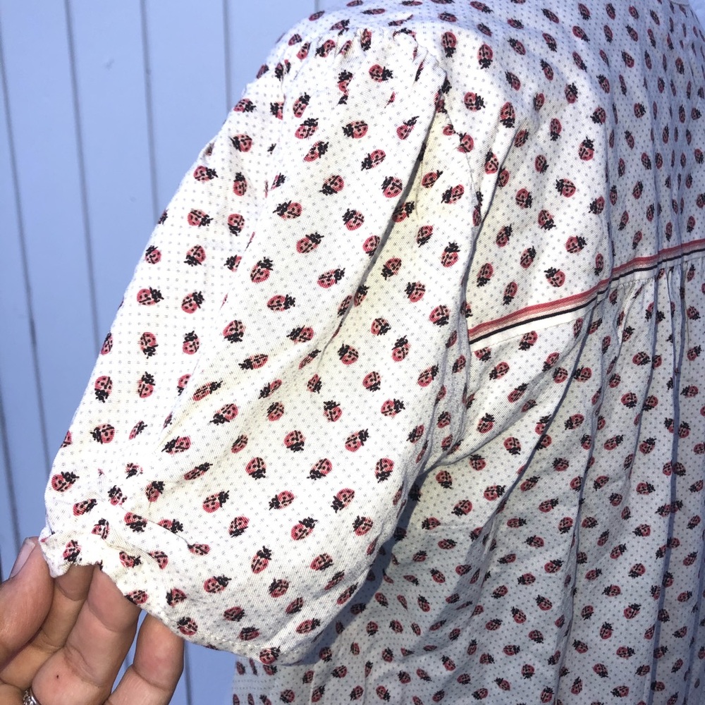 Max Studio Blouse Ladybug Print Button Down Top W… - image 3